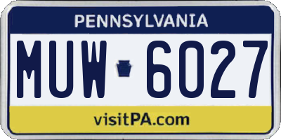 PA license plate MUW6027