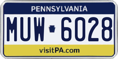 PA license plate MUW6028