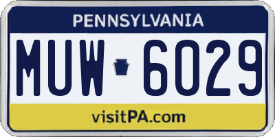 PA license plate MUW6029