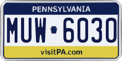 PA license plate MUW6030