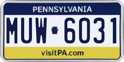 PA license plate MUW6031