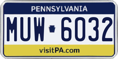 PA license plate MUW6032