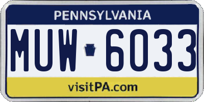 PA license plate MUW6033