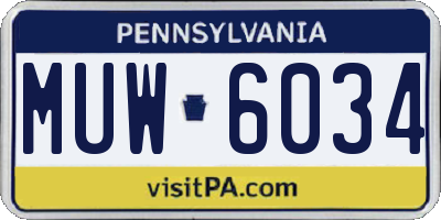 PA license plate MUW6034