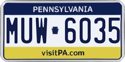 PA license plate MUW6035