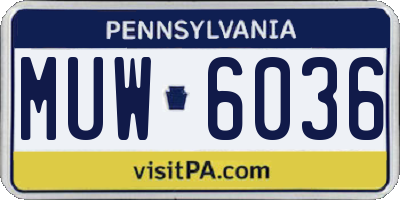 PA license plate MUW6036