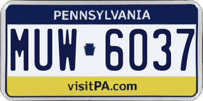 PA license plate MUW6037