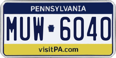 PA license plate MUW6040