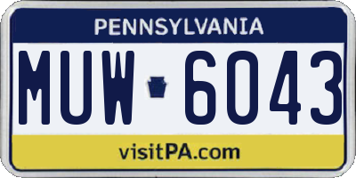 PA license plate MUW6043