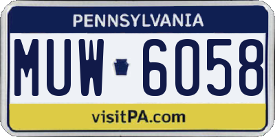 PA license plate MUW6058