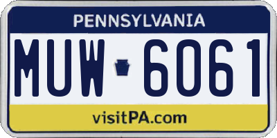 PA license plate MUW6061
