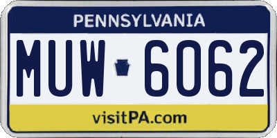 PA license plate MUW6062