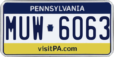 PA license plate MUW6063