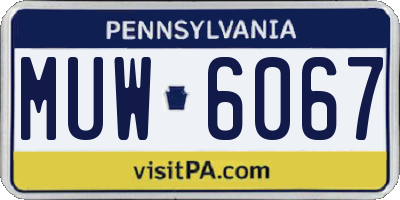 PA license plate MUW6067