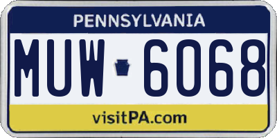 PA license plate MUW6068