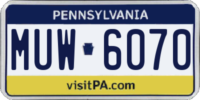 PA license plate MUW6070
