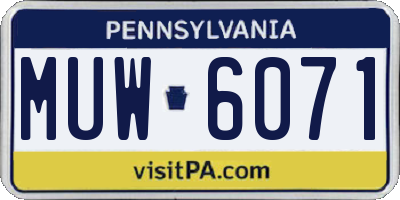 PA license plate MUW6071