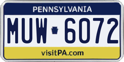 PA license plate MUW6072