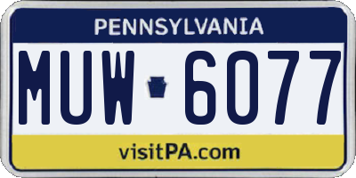 PA license plate MUW6077