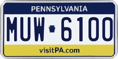 PA license plate MUW6100