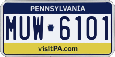 PA license plate MUW6101