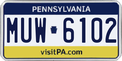PA license plate MUW6102