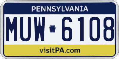 PA license plate MUW6108