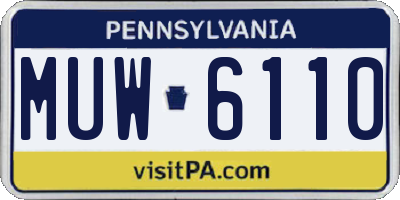 PA license plate MUW6110