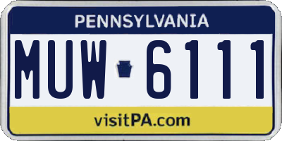 PA license plate MUW6111