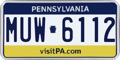PA license plate MUW6112