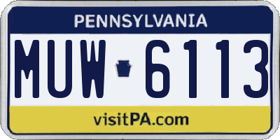 PA license plate MUW6113