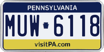 PA license plate MUW6118