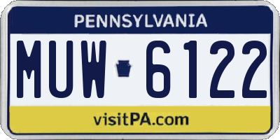 PA license plate MUW6122