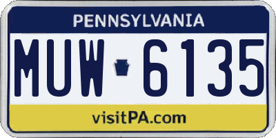 PA license plate MUW6135