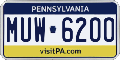 PA license plate MUW6200