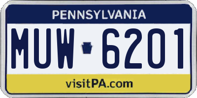 PA license plate MUW6201
