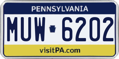PA license plate MUW6202