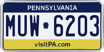 PA license plate MUW6203