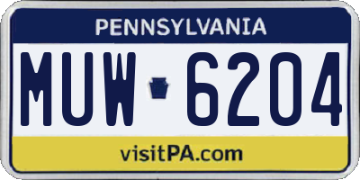 PA license plate MUW6204
