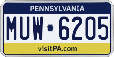 PA license plate MUW6205