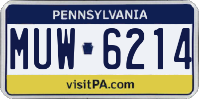PA license plate MUW6214