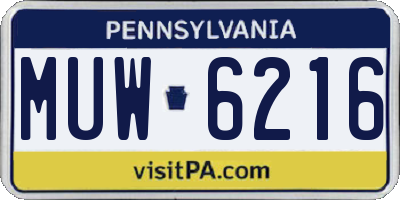 PA license plate MUW6216