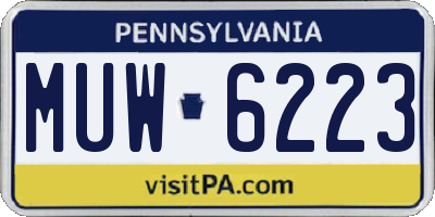 PA license plate MUW6223