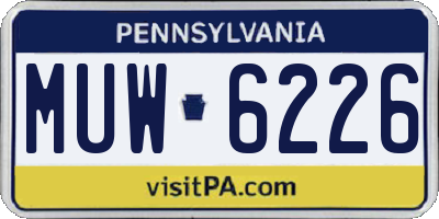PA license plate MUW6226