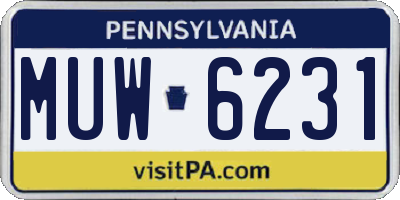 PA license plate MUW6231
