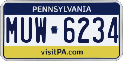 PA license plate MUW6234