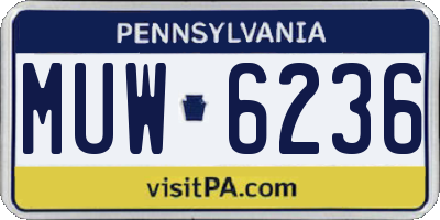 PA license plate MUW6236