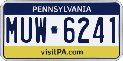 PA license plate MUW6241
