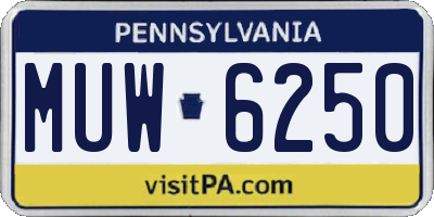 PA license plate MUW6250