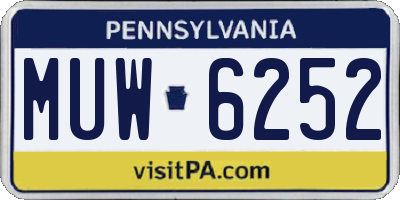 PA license plate MUW6252